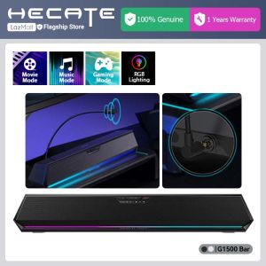 HECATE G1500 BAR 7.1 Surround Sound Gaming Speaker USB/Bluetooth 5.3 Gaming Speaker with Mic 4 Drive/EQ Adjust/RGB Lights/Tri-mode Sound Effect Desktop Speaker for PS4/PC/Notebook
