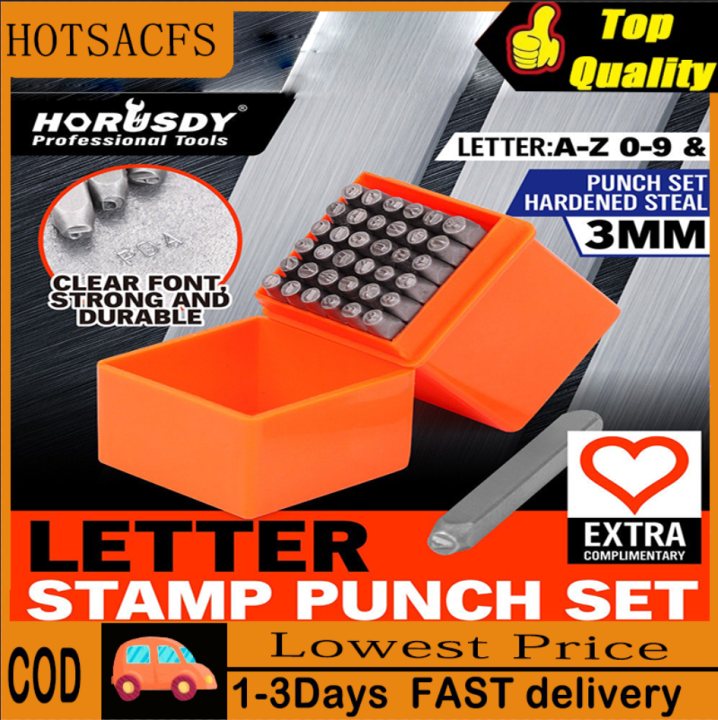 Horusdy 37pcs number and letter punch set hardened steel metal hollow