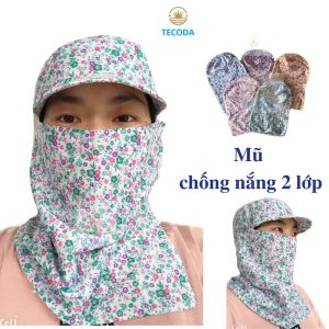 Nón mũ chống nắng 2 Lớp cotton vành nhỏ hình hoa TECODA MVN02