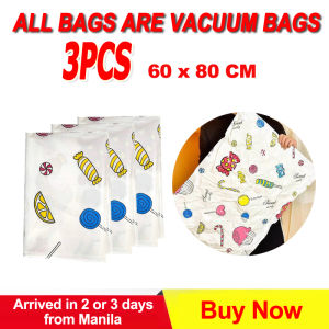 3 Pcs Vacuum Bags Reusable Compression Bag Storage Vacuum Bag 60X80CM Candy Pattern