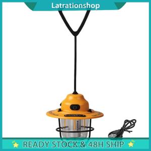 LED Tent Atmosphere Lamp IPX4 Waterproof Retro Decorative Light 1200mAh Camping Hanging Lamp for Camping Hiking Fishing