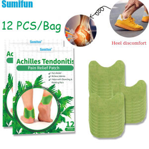 Sumifun 12Pcs Wormwood Heel Foot Patches Mugwort Achilles Tendon Care Plaster Sports Injury Heel Mild Ingredients Deep Penetration Skin
