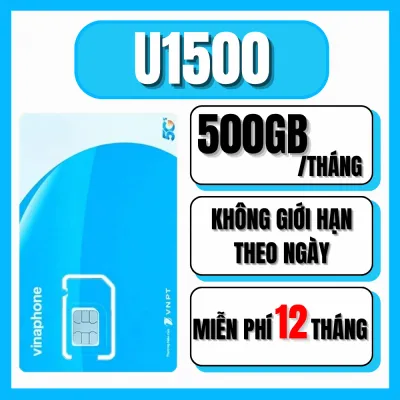 Sim 4G Vinaphone U1500 Tặng 500GB/tháng Tốc Độ Cao Max Băng Thông Sử Dụng Trọn Gói 1 Năm Không Nạp Tiền | FREESHIP - CHƯA KÍCH HOẠT