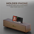 KISONLI - Speaker Bluetooth Retro Klasik Bahan Kayu Asli Memiliki Phone Holder G-11A. 