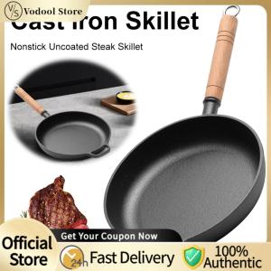 【24Hours Shipped】Mini Cast Iron Skillet 24cm Nonstick Pan for Searing and Omelettes Durable Black Coating for Daily Use