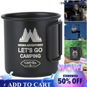 【Chinatera】 300ML Camping Water Cup with Foldable Handle Camping Mug Aluminum Alloy Tea Beer Coffee Mug Lightweight Portable Camping Cup for Outdoor Use