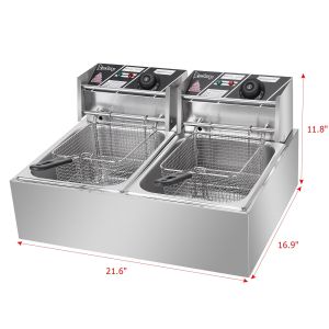 Commercial 20Liters Electric Deep Fryers Stainless Steel Deep Oil Fryer 10+10 liter Fried chicken