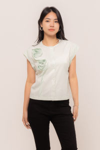 RIMINI - Atasan Katun Premium Tanpa Lengan Flower Cap Sleeves  Size XS-XL - Tania Top CC32914