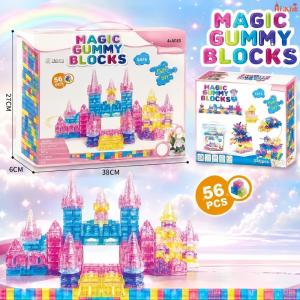 [SG Seller]Kids Magic Gummy Blocks Transparent Castle DIY Building Toy Color Crystal Bricks Creative Stacking Game