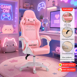 DREMEL Kerusi Komputer Permainan Ergonomic Gaming Chair Livestream Chair Pink Girls Home Cute Computer Chair Bedroom With Soft Latex Backrest