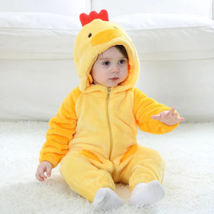 Umorden Infant Toddler Yellow Chick Costume Kigurumi for Baby Boys Girls Bodysuit Jumpsuit Onesie Flannel Comfortable