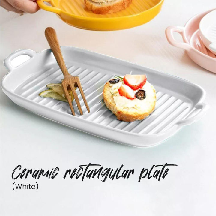 Porcelain Microwavable Oven Safe Bakeware Serving Tray Rectangular Pan