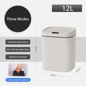 JustLiving 12/14/16L Touch Free Garbage Can Automatic Kitchen Trash Can Electronic Motion Sensor Waste Bin Mute Dustbin with Sealed Lid Wireless Sensor Smart Bin - USB Rechargeable