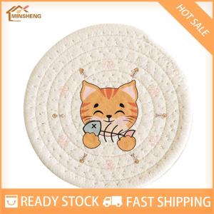 MIH ✨ COD ✨ แผ่นรองจานกันความร้อนสำหรับวางบนโต๊ะแผ่นรองแก้วลายแมวทนทานของตกแต่งบ้านอุปกรณ์ตกแต่งโต๊ะในครัว