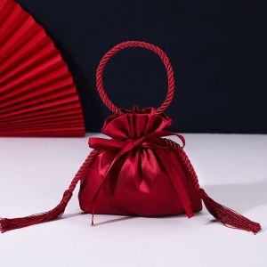 YESPERY Red Tassel Bag Pearl New Year Candy Package Bag Sweets Chocolate Packing Bag Wedding Candy Bags Drawstring Pouch