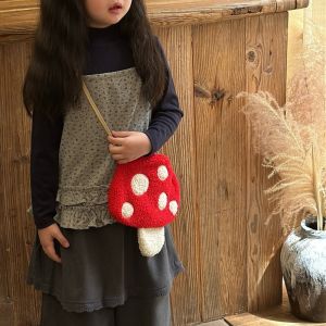 UNIITY Cartoon Mushroom Plush Shoulder Bags Faux Lamb Wool Soft Plush Kids Handbags Cute Crossbody Bag Girls
