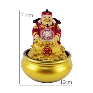 Thác nước phong thủy mini Tiểu cảnh non bộ để bàn - Thác nước phong thuỷ Thần Tài