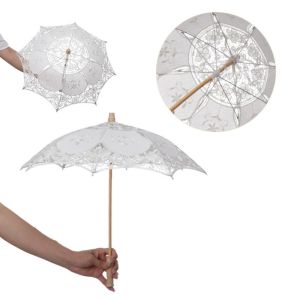 PLLEWY Embroidery Lace Parasol Umbrella Cotton Lace 26/31/43/53cm Flower Girl Umbrella Vintage Kids Sun Umbrella Wedding Decoration