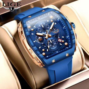 Lige 2024 Đồng hồ Quartz vuông Nam Ban Đầu thiết kế sáng tạo Sáng Không Thấm Nước Đồng Hồ chức năng bấm giờ xem lịch