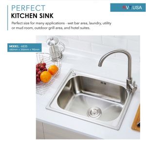 KITCHEN SINK RUVATI USA  Stainless American Size with  High quality 53X38X16cm with Complete Fittings