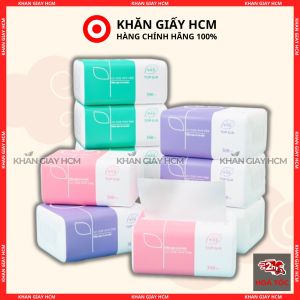 Thùng 16 Bịch Giấy Ăn Top Gia 3 Màu Khăn Giấy Rút Gấu Trúc 300 Tờ 4 Lớp Cao Cấp - Hàng Chính Hãng