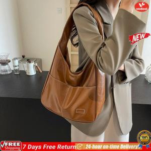 [Vodool Official Mall] Hobo Bag for Women Solid Tote Bag PU Leather Underarm Bag Travel Commuter Bag