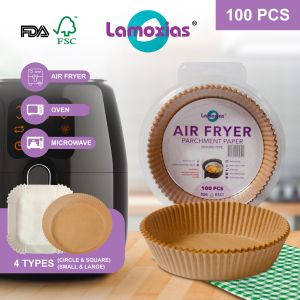 Lamoxias® Air Fryer Paper Liner Baking Non Stick Oil-Proof Water-Proof Food Grade Silicone Double Coated 100pcs/ blister pack