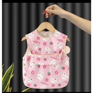 2 in 1 Coverall childrens waterproof and anti-dirty baby eating bib summer sleeveless reverse dressing apron infant