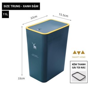 Thùng Rác Nắp Bật Nhấn Nút Thiết Kế Siêu Tiết Kiệm Không Gian Nhựa PP Loại 1 Smart Home 1904