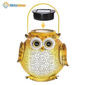 Iron Art Garden Decorative Light Owl Hollow Owl Shape Light 600mAh Solar Courtyard Decor Light Warm Light for Patio Yard