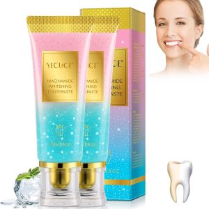 Niacinamide Whitening Toothpaste 2-Pack    Fresh Breath Toothpaste    Stain Removal & Enamel Safe    Fresh Breath Formula with Activated Charcoal  for Coffee/Smokers