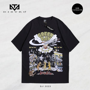 Kaos Distro Musik Oversize GREEN DAY WHITE Bahan Catton combad24s Tebal Adem Menyerap keringat dan tidak Kaku