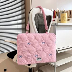COOLSOOL Puffy Laptop Sleeve Large Capacity 13-15.6inch Laptop Shoulder Bag Bowknot Multifunctional Tablet Handbag Universal
