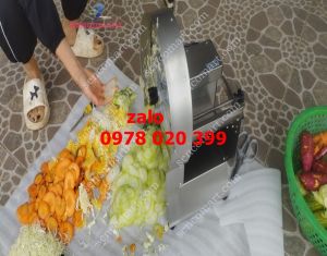 Máy thái lát củ quả chạy điện kết hợp quay tay có thể điều chỉnh dày mỏng