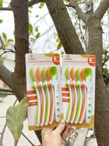 (MẪU MỚI) Set 5 Muỗng Siêu Mềm Ăn Dặm Kichi Có Đế Gá - Viền Bo Tròn - Chắc Chắn