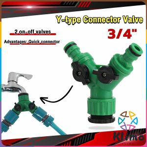 KLIMO 2 Way 1/2-3/4" Garden Hose Splitter Y-Type Watering Connector Distributor Outdoor Tap Faucet Sprinkle