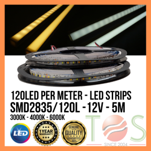 ETOS DC 12V SMD2835 120LEDs Flexible LED Light Strip Lampu LED [3000K/4000K/6000K] [5METER]