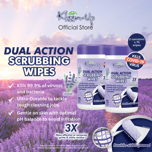 KLEEN-UP DUAL ACTION SCRUBBING WIPES 75S CANISTER x 2 FG-KU4128