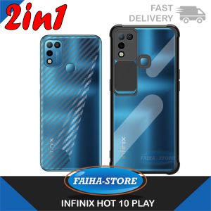 Case Infinix Hot 10 Play / Hot 11 Play Paket 2in1 Case Camshield Camera Protect Free Skin Carbon