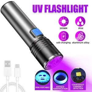 395nm UV flashlight Rechargeable Ultraviolet flashlight Zoomable UV flashlight Blacklight Mini UV flashlight Ultraviolet LED flash light Pet urine detector flashlight camping outdoor lamp for Pet Urine Detection Money detector Scorpion Resin curing