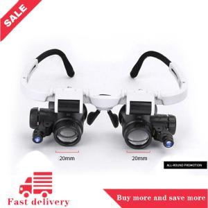 [COD] Headband Glasses Magnifier With LED Light 8X 15X 23X Watchmaker Jeweler Loupe