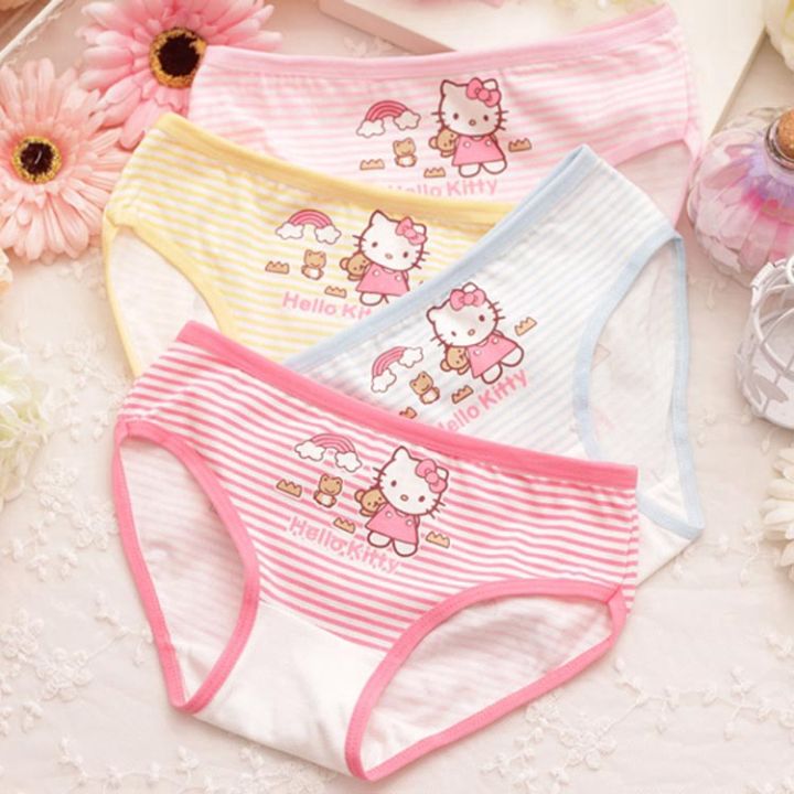 SHUNAICHI 3Pcs/Set Girl Hello Kitty Briefs Girl Underwear Cotton Children's  Clothing Women Panties Underwear