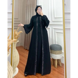 Gamis Khodijah x NellaStyle Ceruty Babydoll Premium - Gamis Swarovski Premium - Pakaian Muslim Wanita All Size by Alika Collection mox swaroski