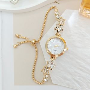 JAYQQ Adjustable Bracelet Watch Rhinestone Alloy Quartz Watch Elegant Ladies Wristwatch for Women Girls