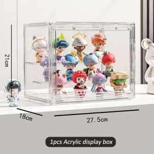 Acrylic Display Case for Popmart Figures Storage Organizer with 3Tier Clear Stackable Magnetic Dustproof Storage Box Figures Collectibiles Showcase