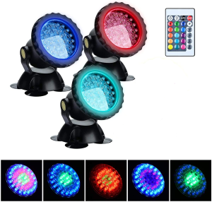 36led 4pcs RGB Led Underwater Fountain Light LED Swimming Pool Light IP68 Waterproof Spotlight With F5 Remote for Fish Pond Aquarium Fountain Outdoor Lamp Landscape Decor AC100-240V