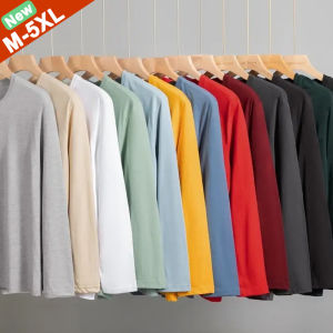 High Quality T-Shirts Men Long Sleeves Cotton Tee Tops Male Autumn Spring Plain Color Tshirts Women Fitted Size Underwear Man