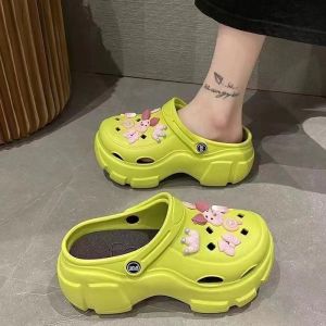 [Free Shipping] WomenS Thick-Soled Perforated Sandals For Outdoor Wear New Summer Style Height-Increasing Non-Slip High-Heeled Beach DIY Sandals And Slippers For Women