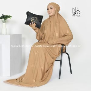 Mukena Terusan Dewasa Bordir Tabur Ameera Terbaru Mukenah Lajuran Rayon Twill