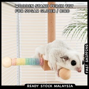 Parrot Wooden Stand Perch Bird Toy Lovebird Sugar Glider Hamster Small Pets Rope Climbing Resting Mainan Burung Nuri